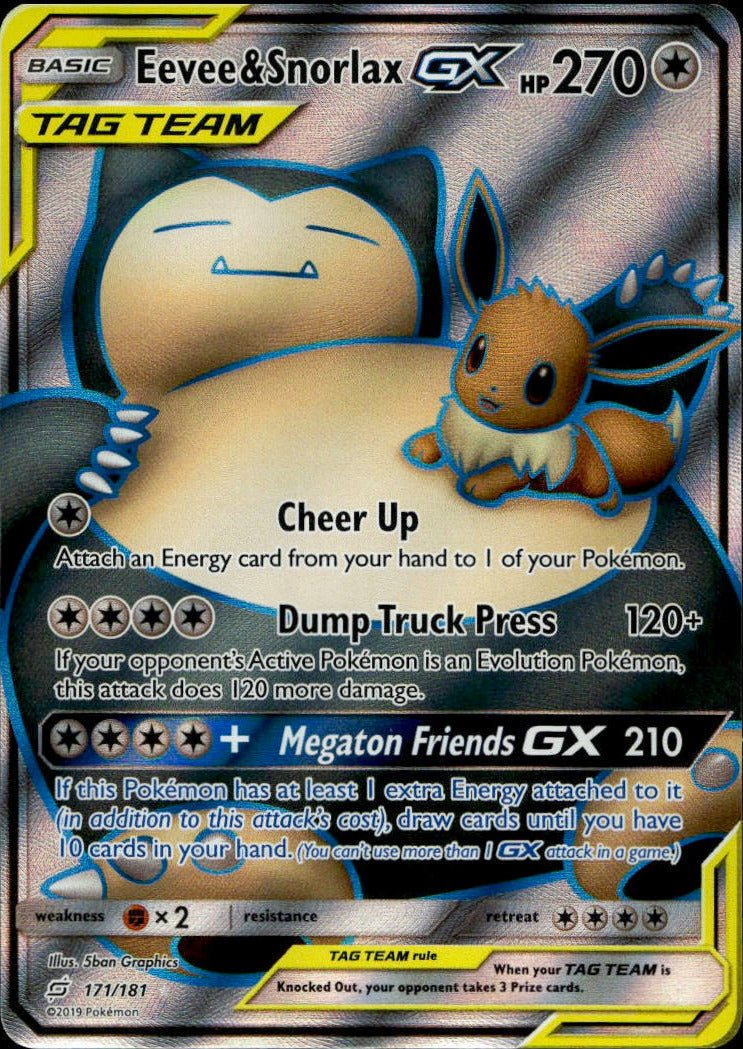 Eevee & Snorlax Tag Team GX #171/181 (NM/M, Sun & Moon Team Up)