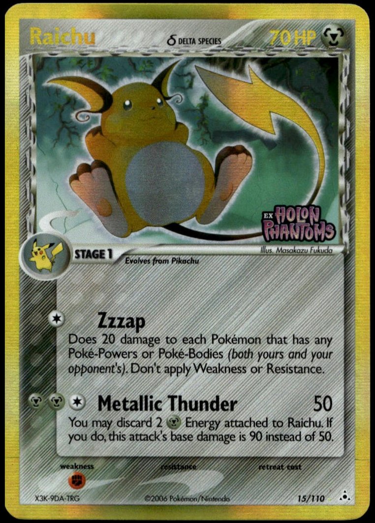 Raichu #15/110 Reverse Holo (LP, Delta Species, Holon Phantoms)