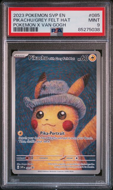 Pikachu with Grey Felt Hat #085 (PSA 9, Pokemon x Van Vogh)