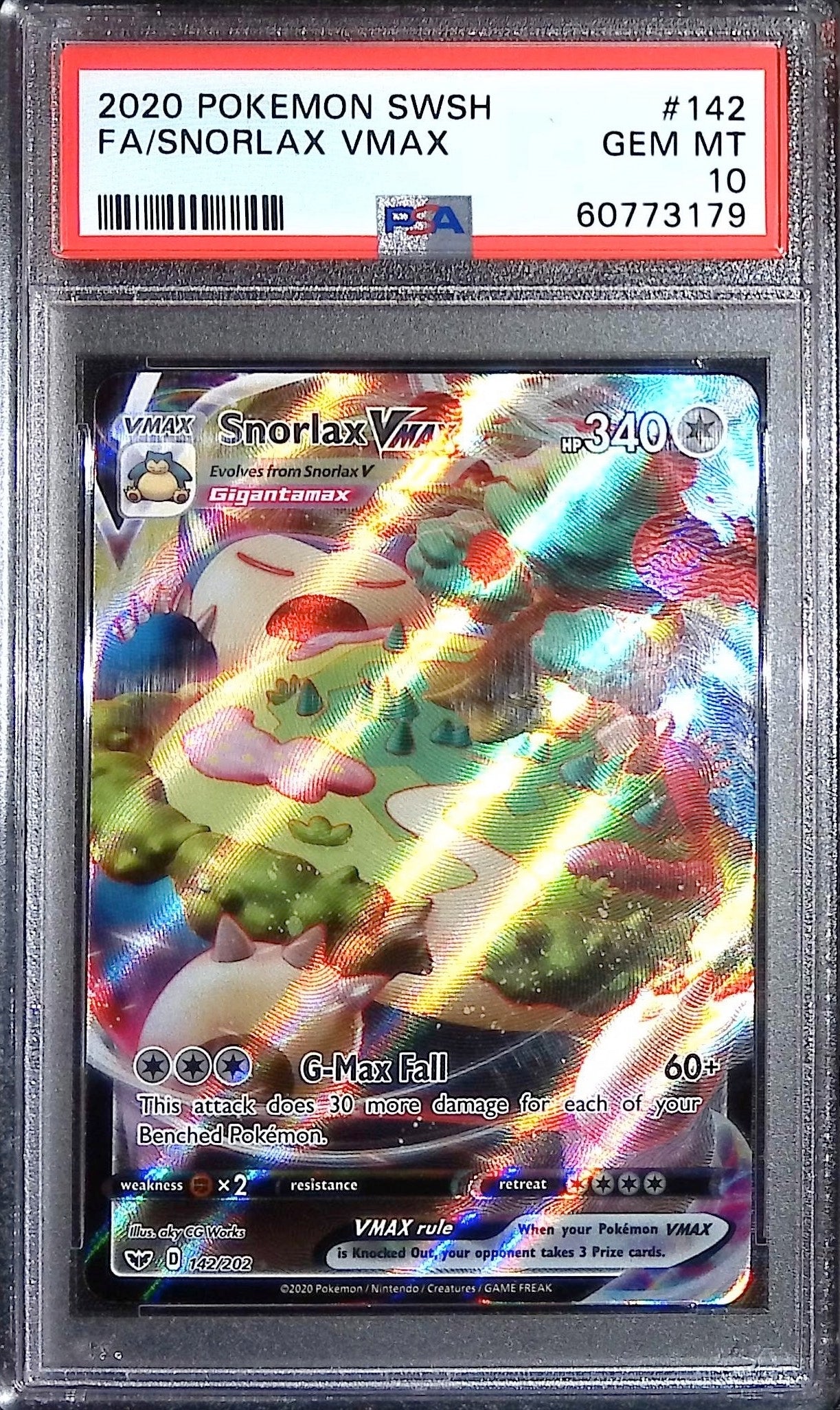 Snorlax VMAX FA 142/202 (PSA 10 - 2020 Pokemon SWSH)