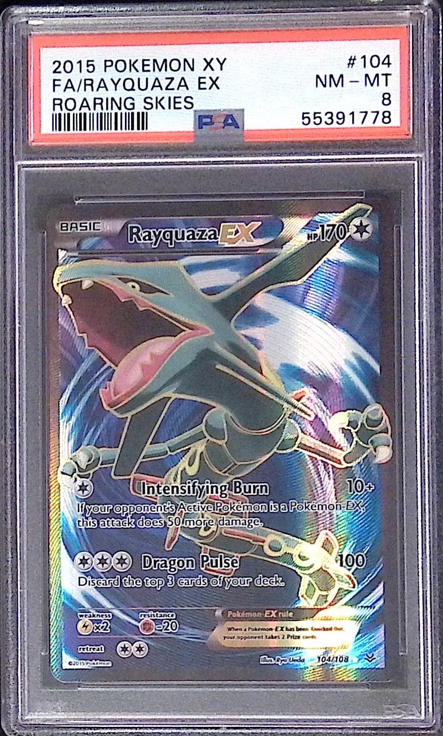 Rayquaza EX #104/108 (PSA 8, Roaring Skies)