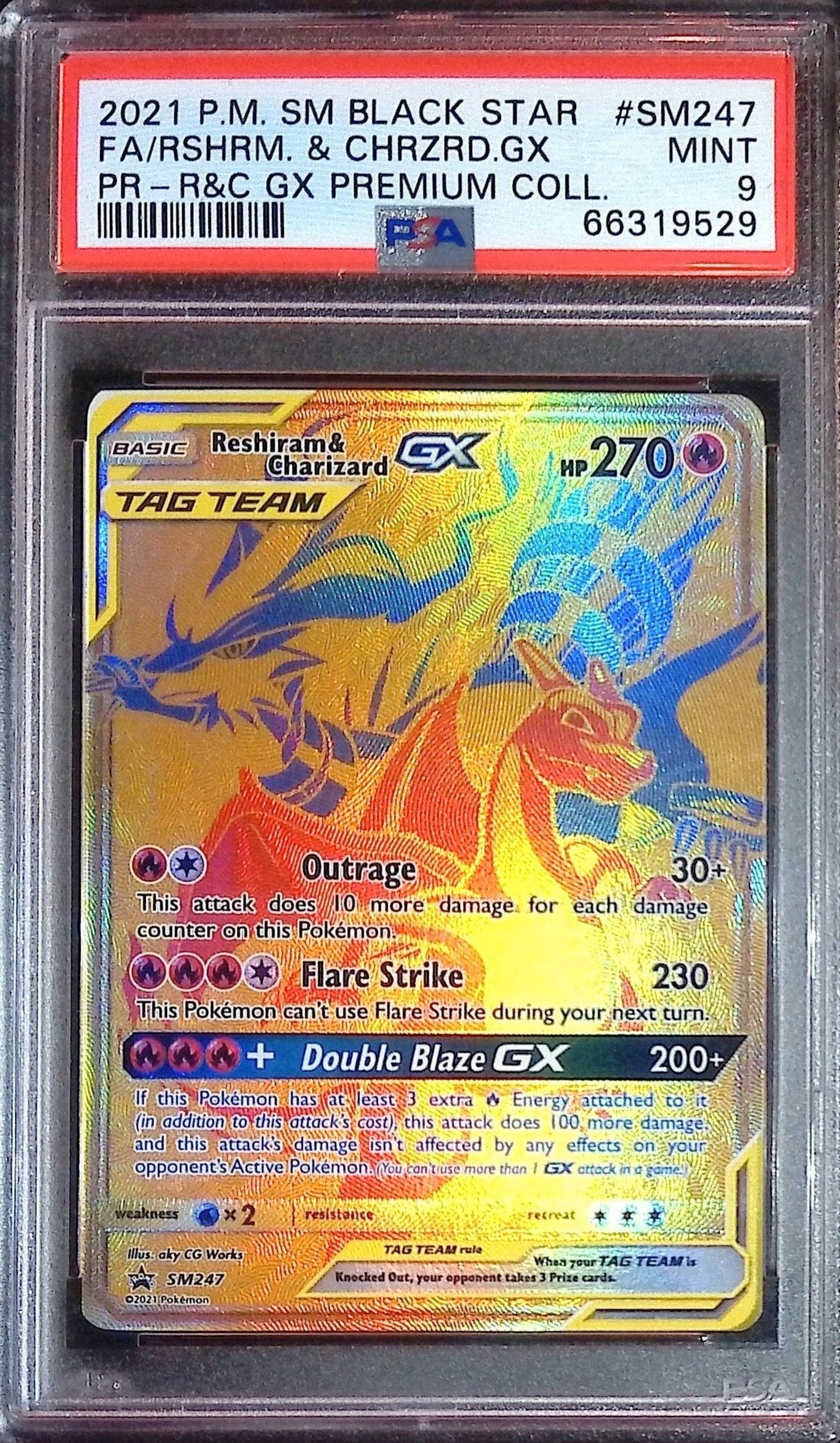 Reshiram & Charizard GX #SM247 (PSA 9, R&C GX Premium Collection BSP)
