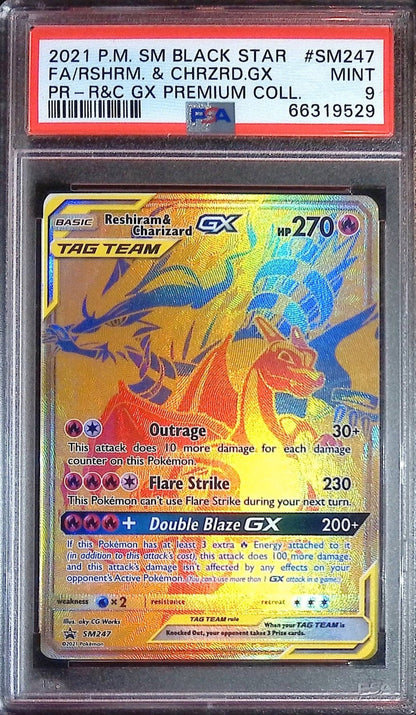 Reshiram & Charizard GX #SM247 (PSA 9, R&C GX Premium Collection BSP)