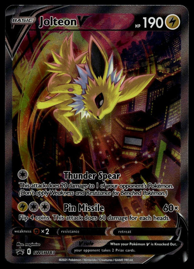 Jolteon V #SWSH183 (NM, SWSH Black Star Promo) (front)