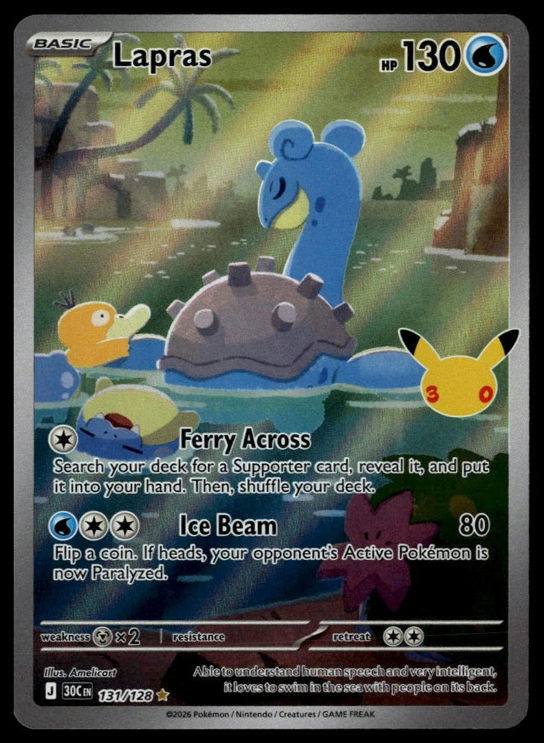 Lapras #131/128 (NM, ME: 30th Celebration) (front)