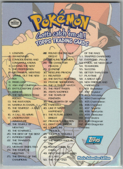 1999 Topps Pokemon Movie: Checklist [Foil] (LP+)