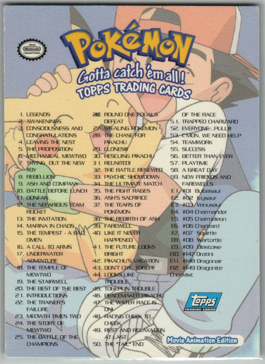 1999 Topps Pokemon Movie: Checklist [Foil] (LP+)