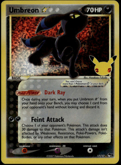 Umbreon Gold Star #17/17 (NM, Pokemon Celebrations)
