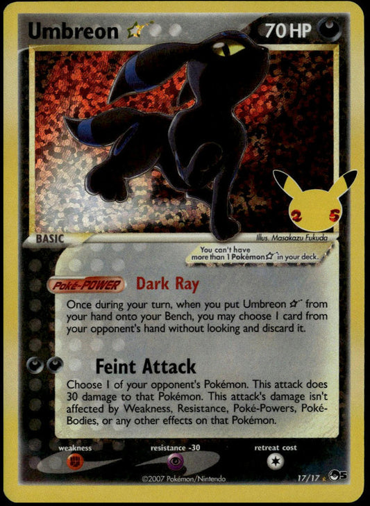 Umbreon Gold Star #17/17 (NM, Pokemon Celebrations)