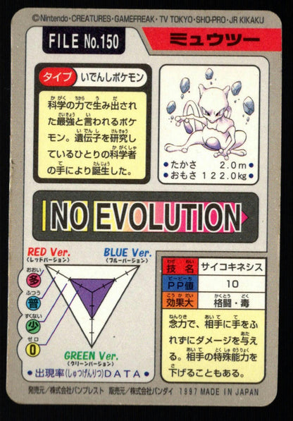 Mewtwo No. 150 Holo Prism (LP+, Japanese Carddass File)
