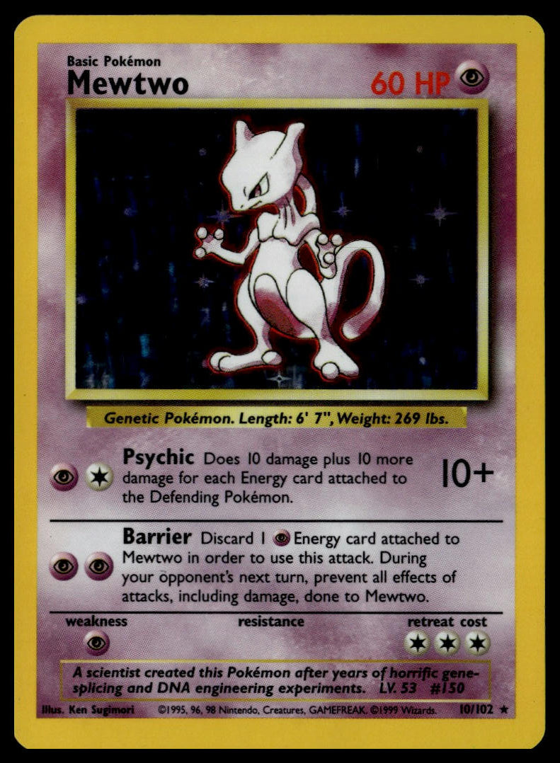 Mewtwo #10/102 (LP-, Pokemon Base Set)