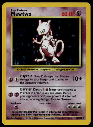 Mewtwo #10/102 (LP-, Pokemon Base Set)