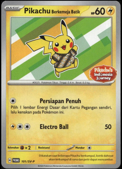 Pikachu Berkemeja Batik #101/SV-P (NM/M, Pikachu's Indonesian Journey)
