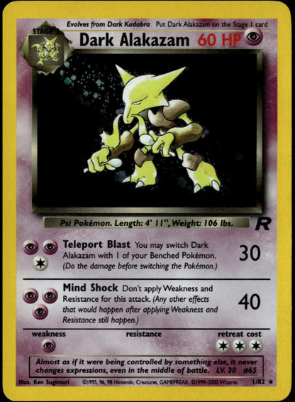 Dark Alakazam Holo #1/82 (LP, 2000 Team Rocket)