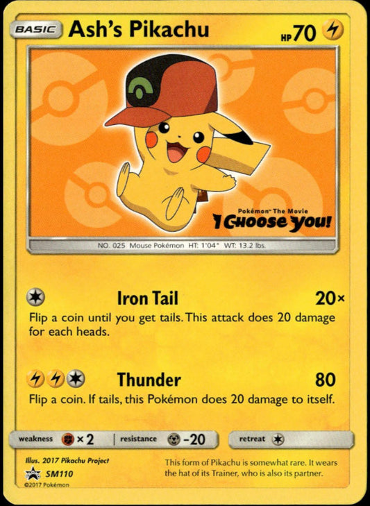 Ash's Pikachu #SM110 (NM-, S&M BSP)
