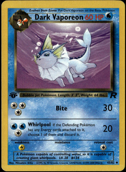 Dark Vaporeon 1st Edition #45/82 (LP, Team Rocket)