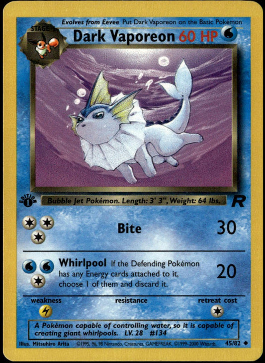 Dark Vaporeon 1st Edition #45/82 (LP, Team Rocket)