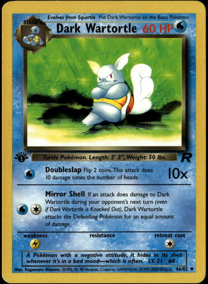 1st Edition Dark Wartortle #46/82 (NM-, Team Rocket)
