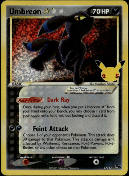 Umbreon Gold Star #17/17 (NM/M, Pokemon Celebrations)