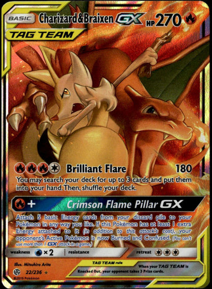 Charizard & Braixen GX #22/236 (NM, Cosmic Eclipse)