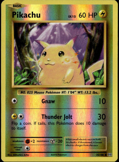 Pikachu Reverse Holo #35/108 (NM, XY Evo)