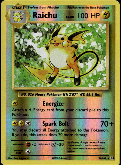 Raichu Reverse Holo #36/108 (NM, XY Evo)