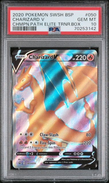 Charizard V #SWSH050 (PSA 10, Champion's Path ETB)