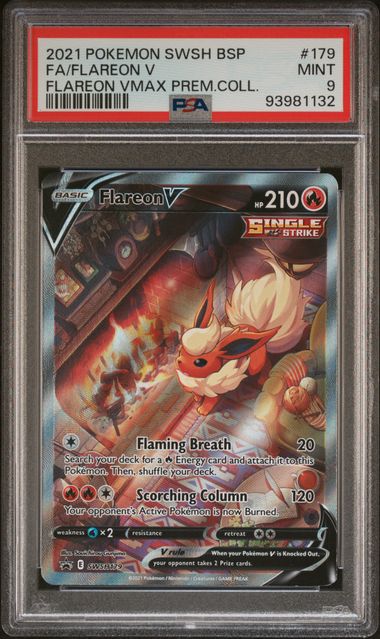 Flareon V #SWSH179 (PSA 9, Flareon VMAX Premium Collection Box)