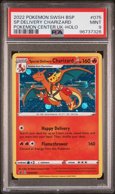 Special Delivery Charizard #SWSH075 (PSA 9, Pokemon Center UK)