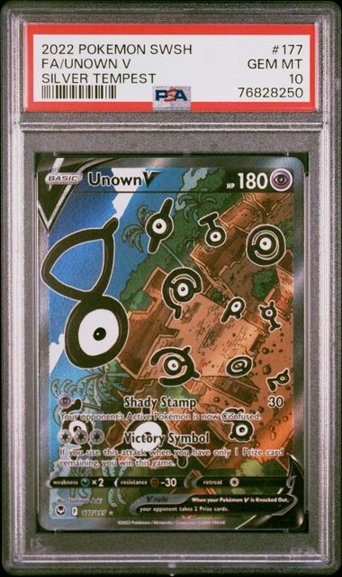 Unown V #177/195 (PSA 10, Silver Tempest)